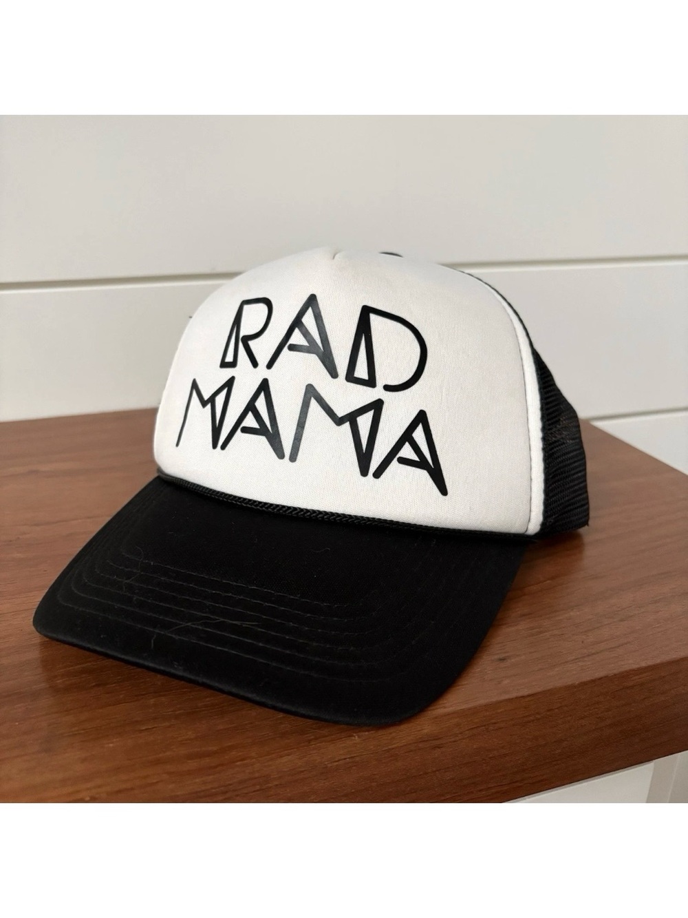Rad Mama Black White Trucker Adjustable Snapback Mesh Baseball Hat Cap OS